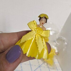 Vintage lot of 6 Yellow Bridesmaid Cake Toppers